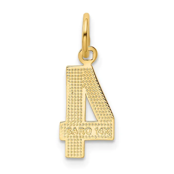 TreasureFineJewelers Charm Necklaces 14k Small Polished Number 4 Charm