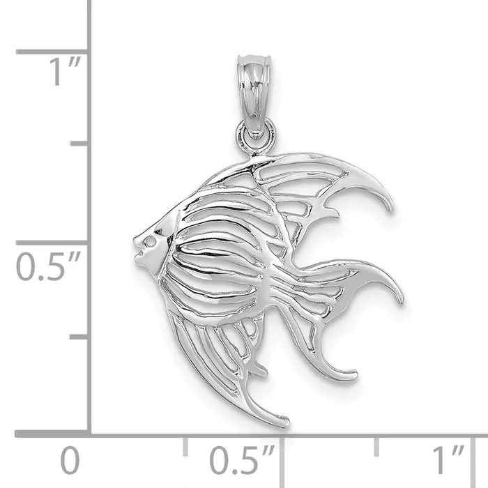 TreasureFineJewelers Charm Necklaces 14K White Gold CutOut Angelfish Charm