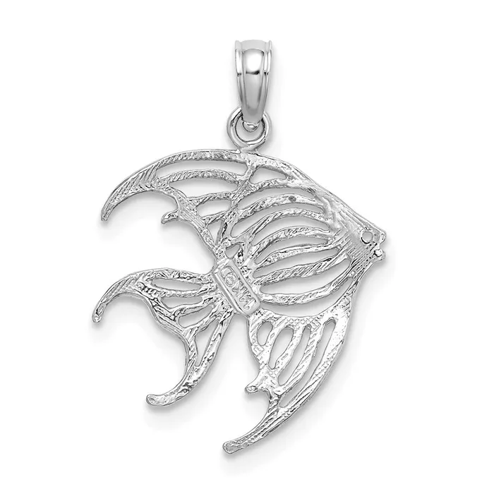 TreasureFineJewelers Charm Necklaces 14K White Gold CutOut Angelfish Charm
