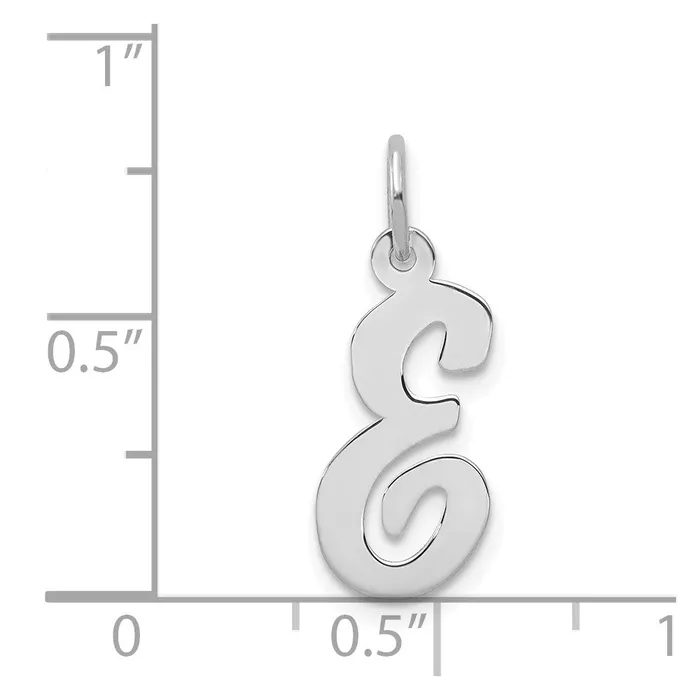 TreasureFineJewelers Charm Necklaces 14k White Gold Medium Script Letter E Initial Charm