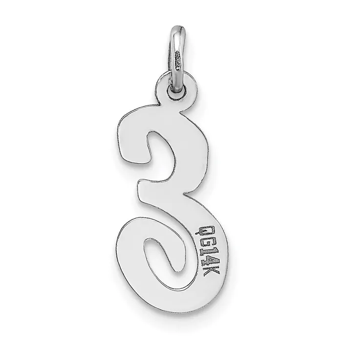 TreasureFineJewelers Charm Necklaces 14k White Gold Medium Script Letter E Initial Charm