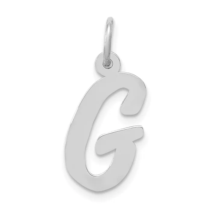 TreasureFineJewelers Charm Necklaces 14k White Gold Medium Script Letter G Initial Charm