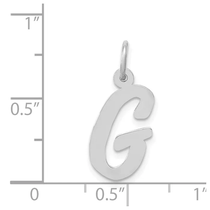 TreasureFineJewelers Charm Necklaces 14k White Gold Medium Script Letter G Initial Charm