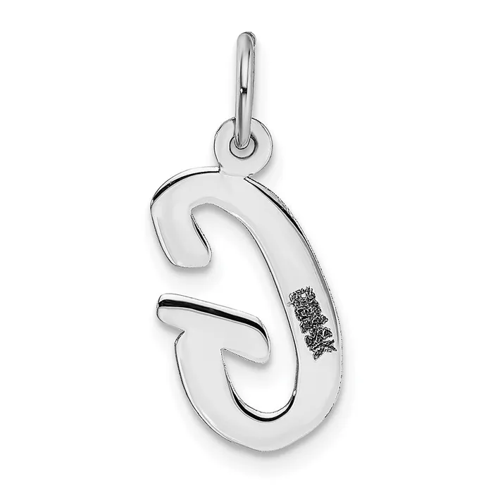 TreasureFineJewelers Charm Necklaces 14k White Gold Medium Script Letter G Initial Charm