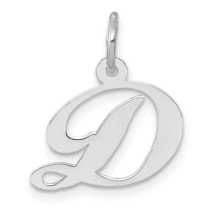 TreasureFineJewelers Charm Necklaces 14k White Gold Small Fancy Script Letter D Initial Charm TreasureFineJewelers Charm Necklaces 14k White Gold Small Fancy Script Letter D Initial Charm