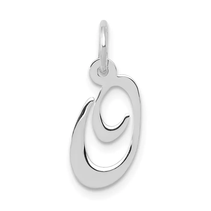 TreasureFineJewelers Charm Necklaces 14k White Gold Small Fancy Script Letter O Initial Charm TreasureFineJewelers Charm Necklaces 14k White Gold Small Fancy Script Letter O Initial Charm