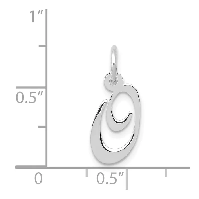 TreasureFineJewelers Charm Necklaces 14k White Gold Small Fancy Script Letter O Initial Charm