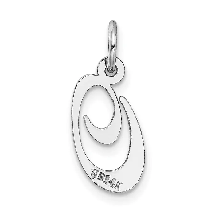 TreasureFineJewelers Charm Necklaces 14k White Gold Small Fancy Script Letter O Initial Charm