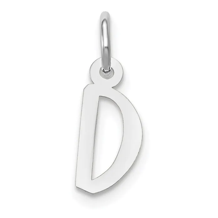 TreasureFineJewelers Charm Necklaces 14k White Gold Small Slanted Block Letter D Initial Charm TreasureFineJewelers Charm Necklaces 14k White Gold Small Slanted Block Letter D Initial Charm