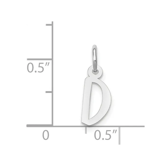 TreasureFineJewelers Charm Necklaces 14k White Gold Small Slanted Block Letter D Initial Charm
