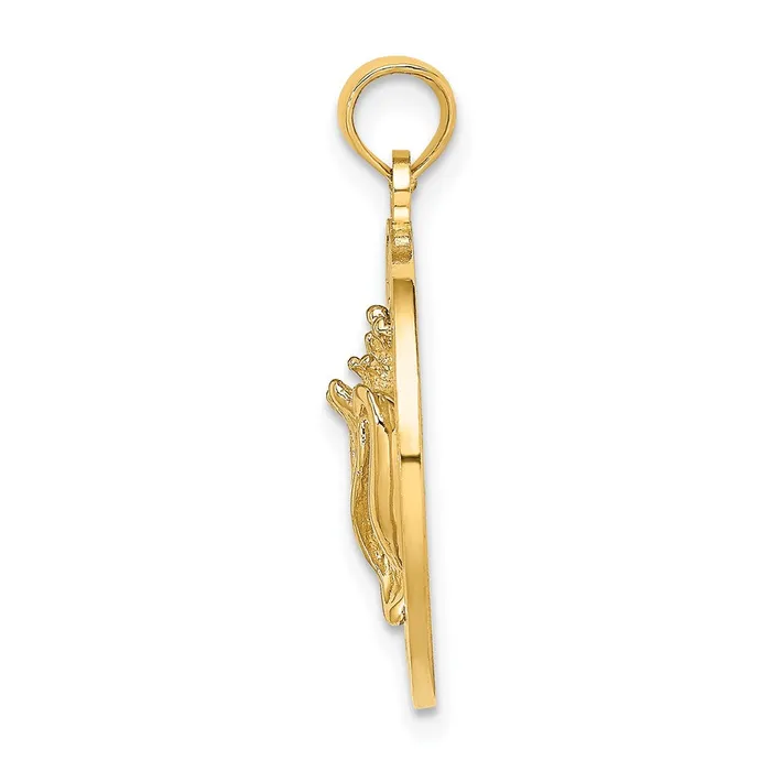 TreasureFineJewelers Charm Necklaces 14k Yellow Gold BAHAMAS WConch Shell Circle Charm
