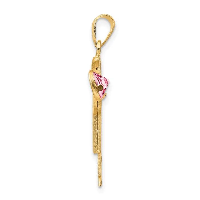 TreasureFineJewelers Charm Necklaces 14k Yellow Gold Boy with CZ October Birthstone Charm