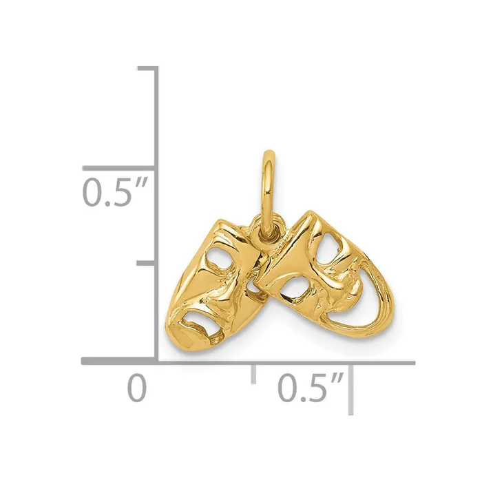 TreasureFineJewelers Charm Necklaces 14k Yellow Gold ComedyTragedy 2Piece Charm
