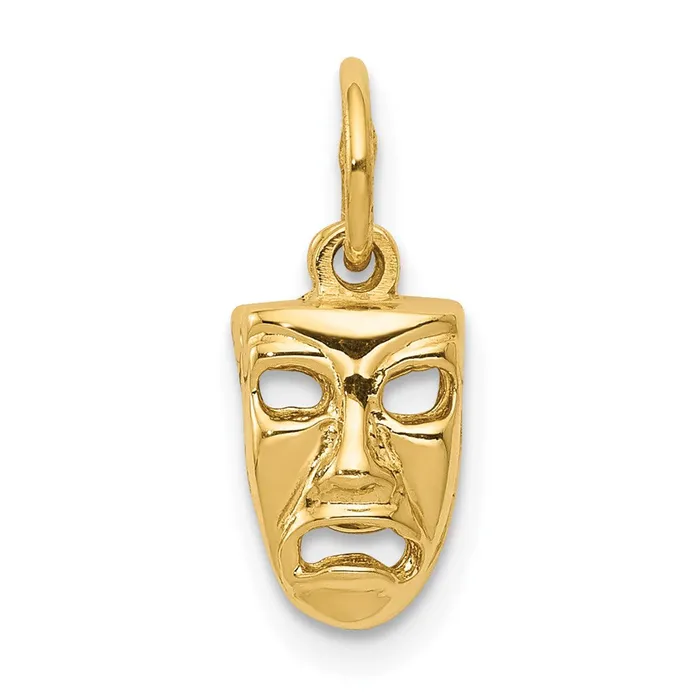 TreasureFineJewelers Charm Necklaces 14k Yellow Gold ComedyTragedy 2Piece Charm