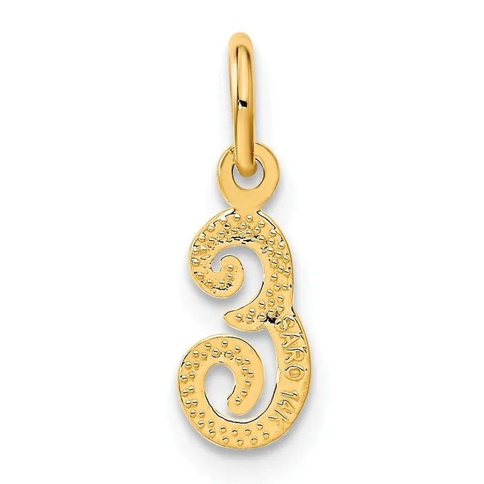 TreasureFineJewelers Charm Necklaces 14k Yellow Gold Script Letter E Initial Charm