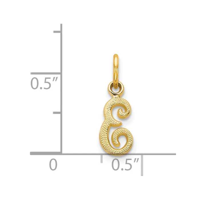 TreasureFineJewelers Charm Necklaces 14k Yellow Gold Script Letter E Initial Charm