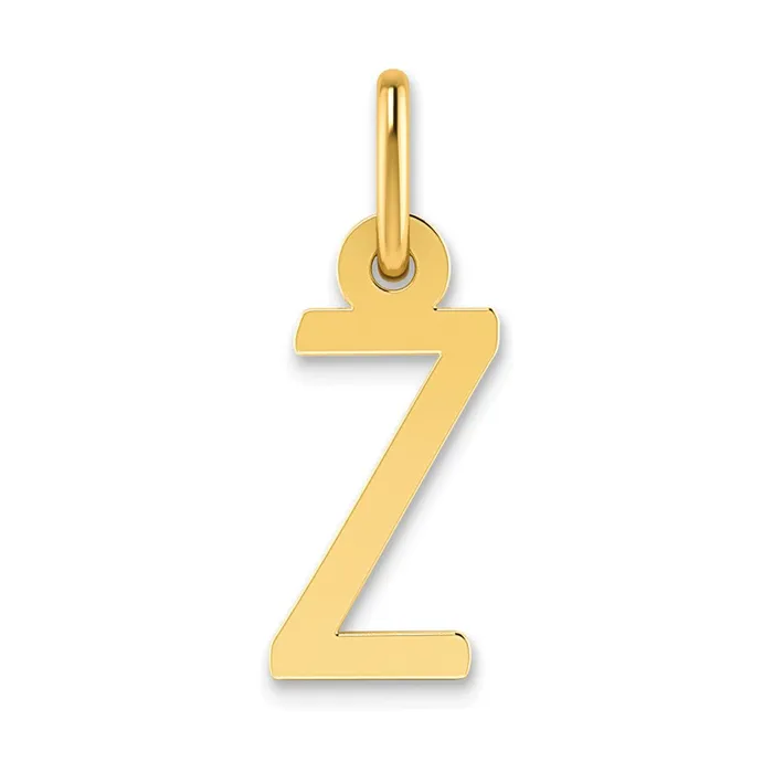 TreasureFineJewelers Charm Necklaces 14k Yellow Gold Small Slanted Block Letter Z Initial Charm TreasureFineJewelers Charm Necklaces 14k Yellow Gold Small Slanted Block Letter Z Initial Charm