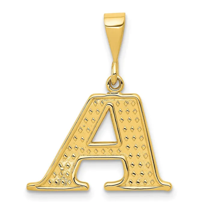 TreasureFineJewelers Charm Necklaces 14k Yellow Gold Textured Initial A Charm TreasureFineJewelers Charm Necklaces 14k Yellow Gold Textured Initial A Charm