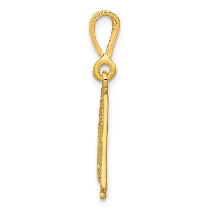 TreasureFineJewelers Charm Necklaces 14k Yellow Gold Textured Initial A Charm