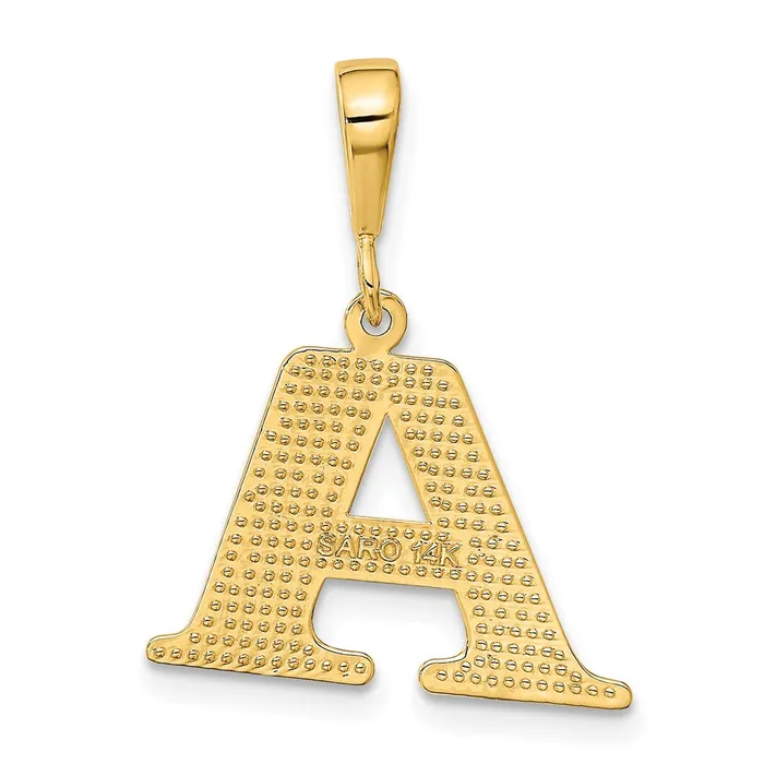 TreasureFineJewelers Charm Necklaces 14k Yellow Gold Textured Initial A Charm