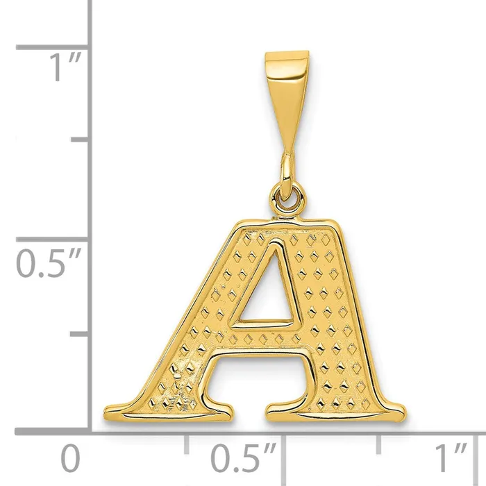 TreasureFineJewelers Charm Necklaces 14k Yellow Gold Textured Initial A Charm