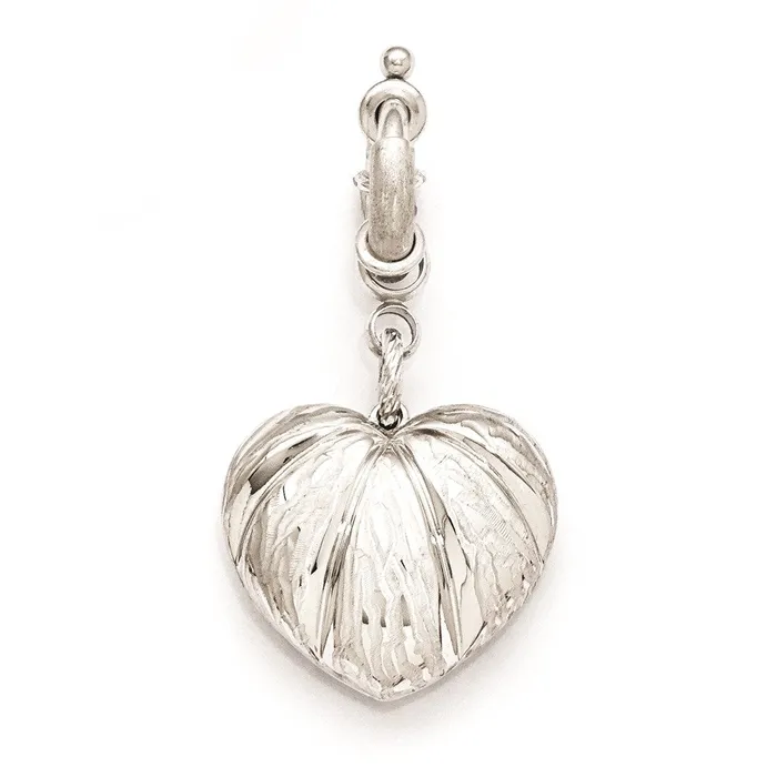 TreasureFineJewelers Charm Necklaces Bronze Diego Massimo Etched Rhodiumplated Heart Charm TreasureFineJewelers Charm Necklaces Bronze Diego Massimo Etched Rhodiumplated Heart Charm