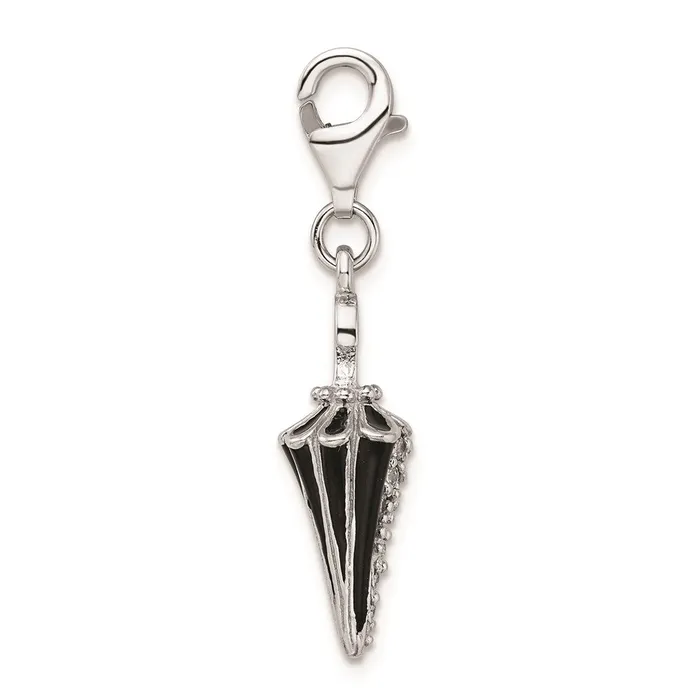 TreasureFineJewelers Charm Necklaces SS RH 3D Enameled CZ Parasol wLobster Clasp Charm