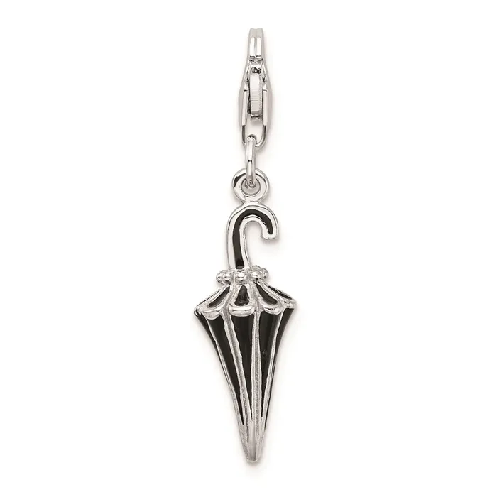 TreasureFineJewelers Charm Necklaces SS RH 3D Enameled CZ Parasol wLobster Clasp Charm