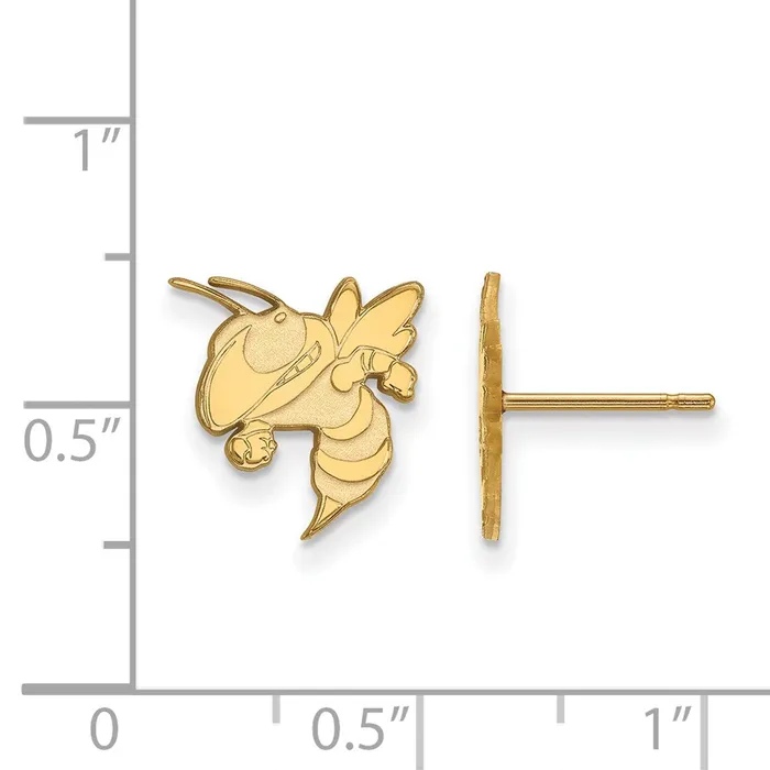 TreasureFineJewelers Earrings 10k Gold Georgia Tech Yellow Jacket Small Post Earrings