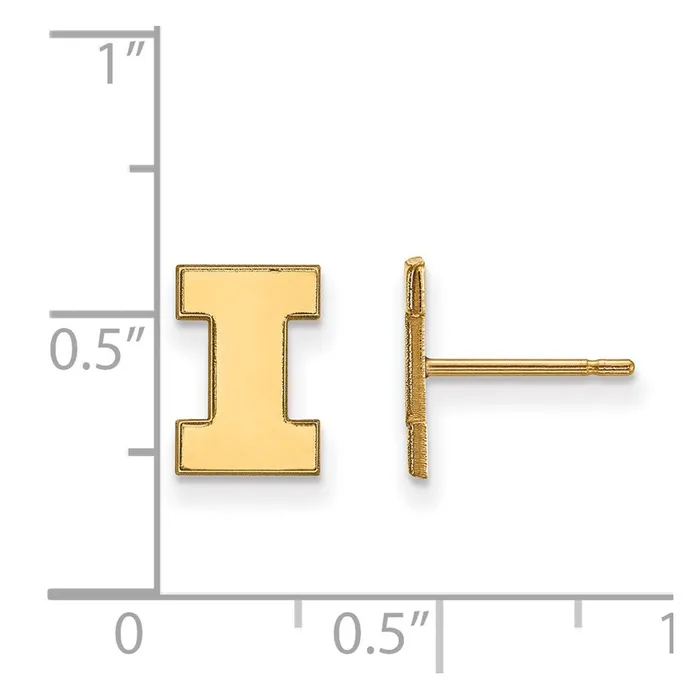 TreasureFineJewelers Earrings 10K Yellow Gold University of Illinois XS Post Earrings