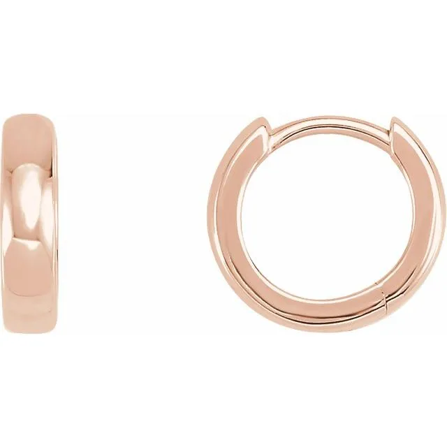 TreasureFineJewelers Earrings 14K Rose Gold 10 mm Hinged Huggie Hoop Earrings TreasureFineJewelers Earrings 14K Rose Gold 10 mm Hinged Huggie Hoop Earrings