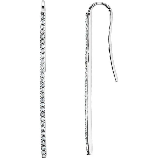 TreasureFineJewelers Earrings 14K White Gold 14 CTW Natural Diamond Vertical Bar Earrings