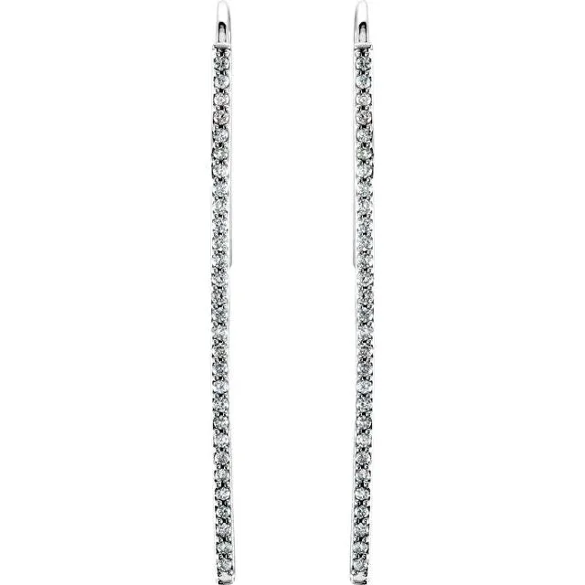 TreasureFineJewelers Earrings 14K White Gold 14 CTW Natural Diamond Vertical Bar Earrings