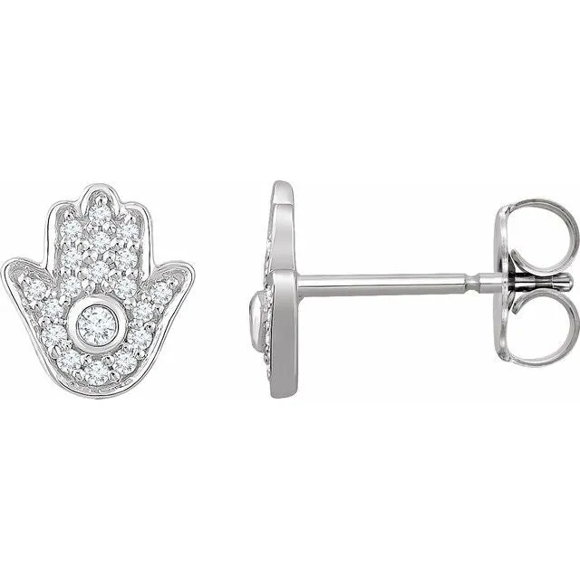 TreasureFineJewelers Earrings 14K White Gold 15 CTW Natural Diamond Hamsa Earrings TreasureFineJewelers Earrings 14K White Gold 15 CTW Natural Diamond Hamsa Earrings