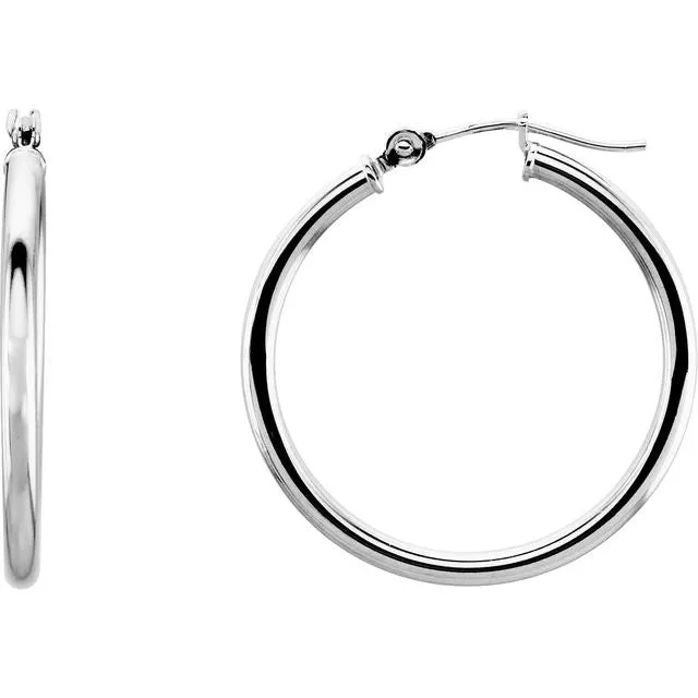 TreasureFineJewelers Earrings 14K White Gold 25 mm Hoop Earrings