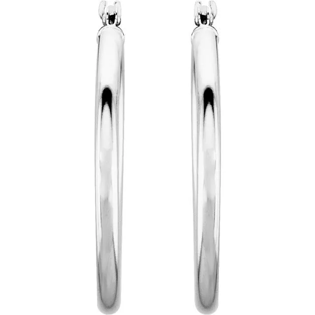 TreasureFineJewelers Earrings 14K White Gold 25 mm Hoop Earrings