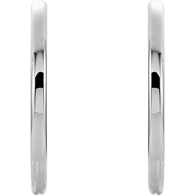 TreasureFineJewelers Earrings 14K White Gold 342 mm Hinged Hoop Earrings