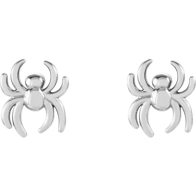 TreasureFineJewelers Earrings 14K White Gold 63x56 mm Spider Earrings
