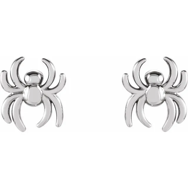 TreasureFineJewelers Earrings 14K White Gold 63x56 mm Spider Earrings