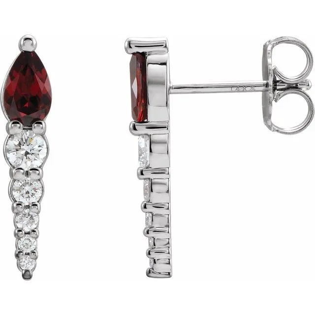 TreasureFineJewelers Earrings 14K White Gold Natural Mozambique Garnet 14 CTW Natural Diamond Earrings TreasureFineJewelers Earrings 14K White Gold Natural Mozambique Garnet 14 CTW Natural Diamond Earrings