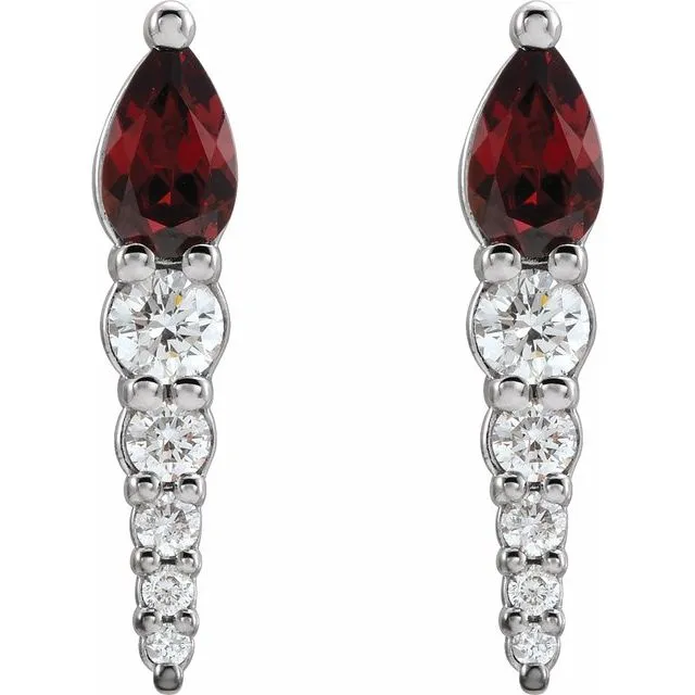 TreasureFineJewelers Earrings 14K White Gold Natural Mozambique Garnet 14 CTW Natural Diamond Earrings
