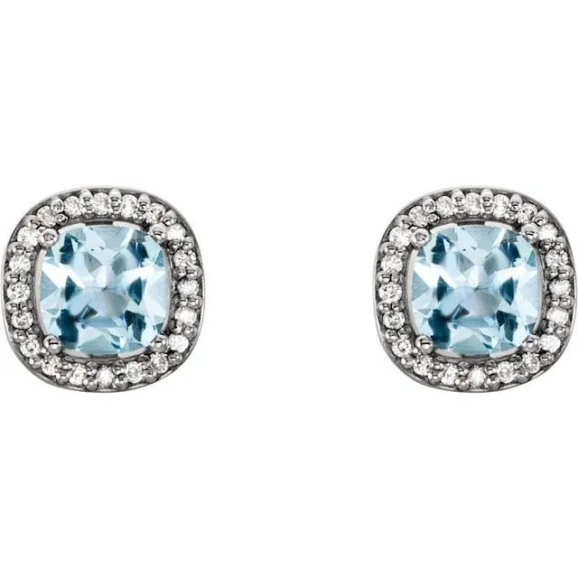 TreasureFineJewelers Earrings 14K White Sky Blue Topaz 110 CTW Diamond Earrings