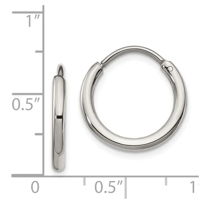 TreasureFineJewelers Earrings Stainless Steel Polished 2mm Endless Hoop Earrings