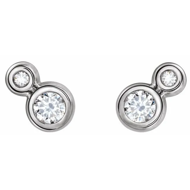 TreasureFineJewelers Earrings Sterling Silver 3 mm Natural White Sapphire 03 CTW Natural Diamond Earrings
