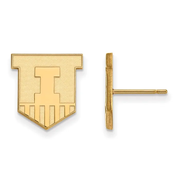 TreasureFineJewelers Earrings Sterling Silver Goldplated University of Illinois Victory Badge Small Post Earrings TreasureFineJewelers Earrings Sterling Silver Goldplated University of Illinois Victory Badge Small Post Earrings