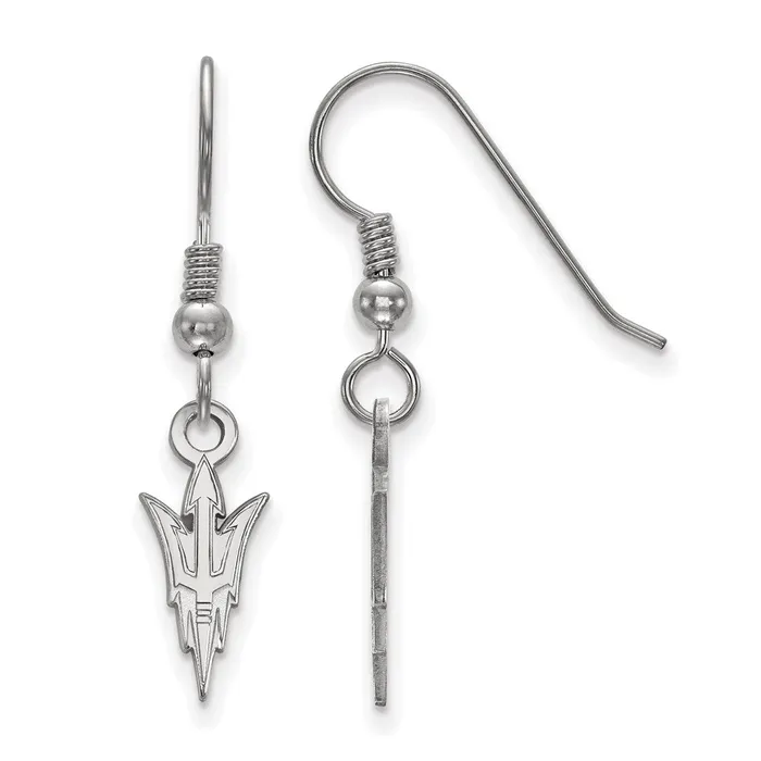 TreasureFineJewelers Earrings Sterling Silver Rhodiumplated Arizona State University Pitchfork Small Dangle Wire Earrings