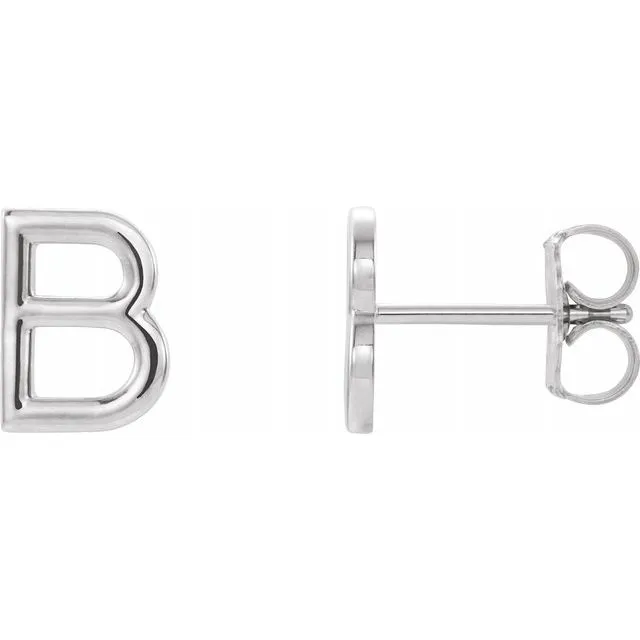 TreasureFineJewelers Earrings Sterling Silver Single Initial B Earring