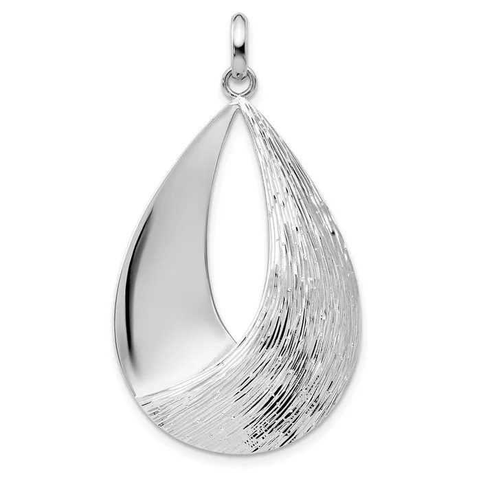 TreasureFineJewelers Leslies Sterling Silver Polished and Textured Pendant Necklaces TreasureFineJewelers Leslies Sterling Silver Polished and Textured Pendant Necklaces