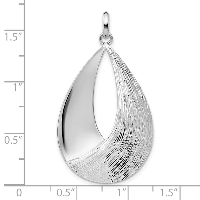TreasureFineJewelers Leslies Sterling Silver Polished and Textured Pendant Necklaces