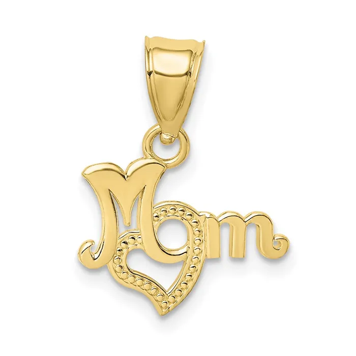 TreasureFineJewelers Necklaces 10K MOM With Heart Pendant